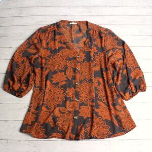 Maurices Women's Sheer Chiffon Tunic Top Size XXL 3/4 Sleeves Floral Blouse